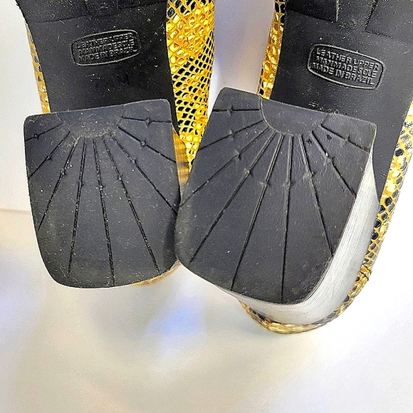 Seychelles California leather slip on snake print, brown black heeled booties - Picture 8 of 8